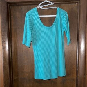 Decree Turquoise Ribbed Knit Top